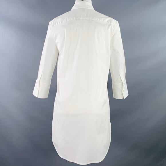 JARBO Size S White Cotton Blend Hidden Buttons 3/4 Sleeves Shirt Dress - Picture 3 of 8